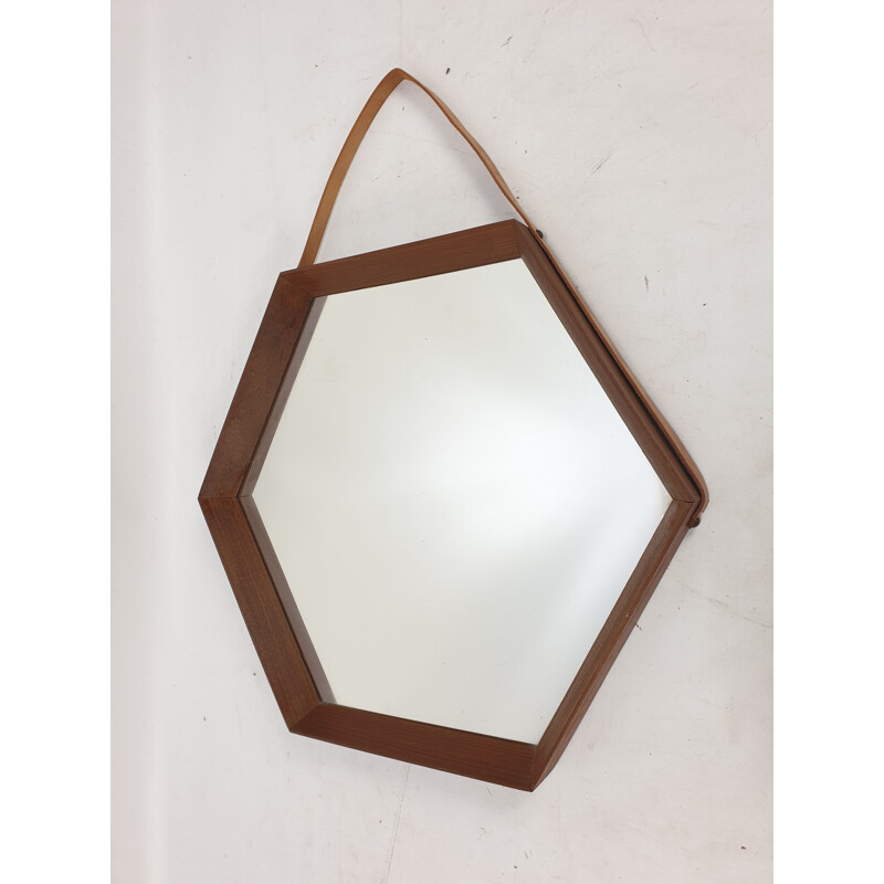 Vintage Italian Teak Mirror, 1950s