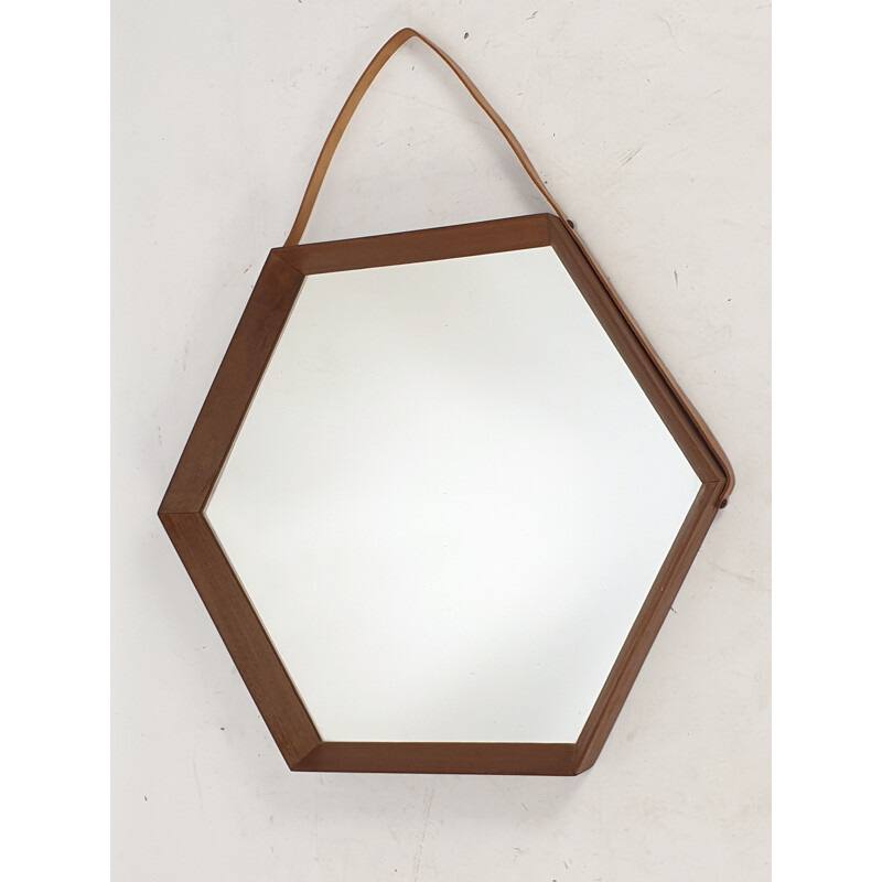 Vintage Italian Teak Mirror, 1950s