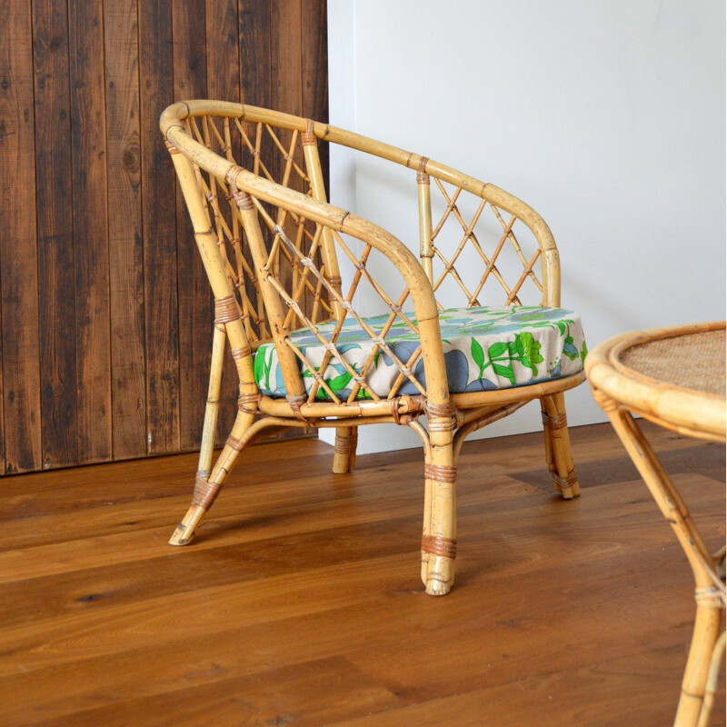 Vintage rattan lounge set 1970s