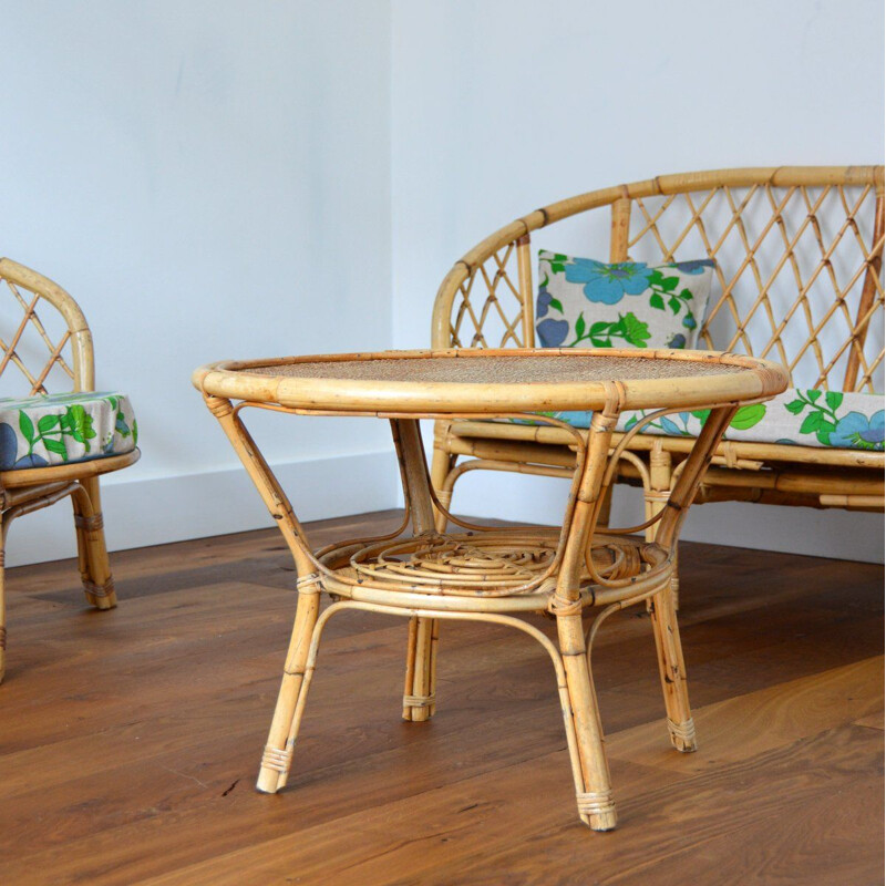 Vintage rattan lounge set 1970s