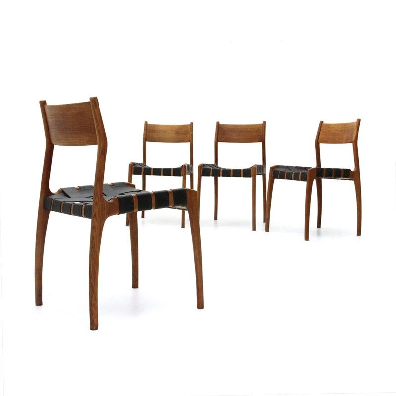 Set of 4 vintage dining chair by Piero Palange and Werther Toffoloni for Montina, 1960s