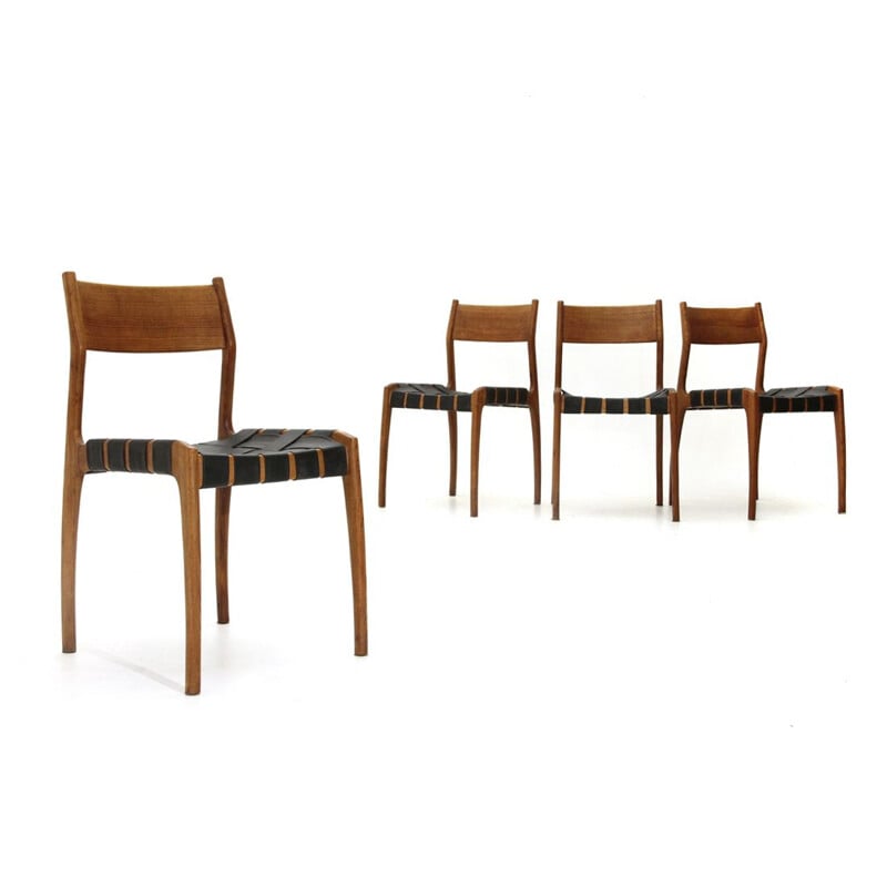 Suite de 4 chaises de salle à manger vintage de Piero Palange et Werther Toffoloni pour Montina, 1960