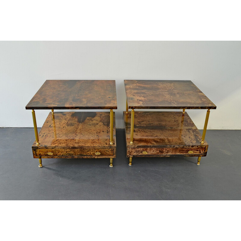 Pair of 2 Nightstands by Aldo Tura, 1960s