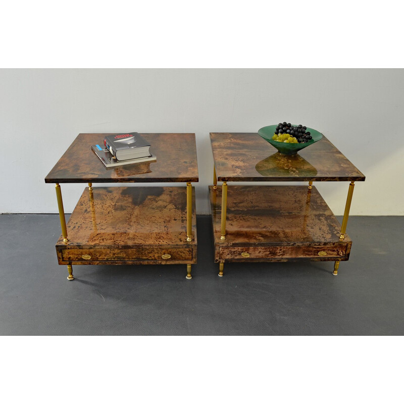 Pair of 2 Nightstands by Aldo Tura, 1960s