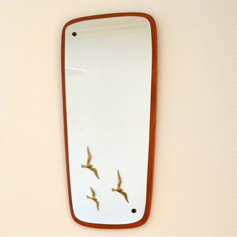 Scandinavian teak vintage mirror 1960's 