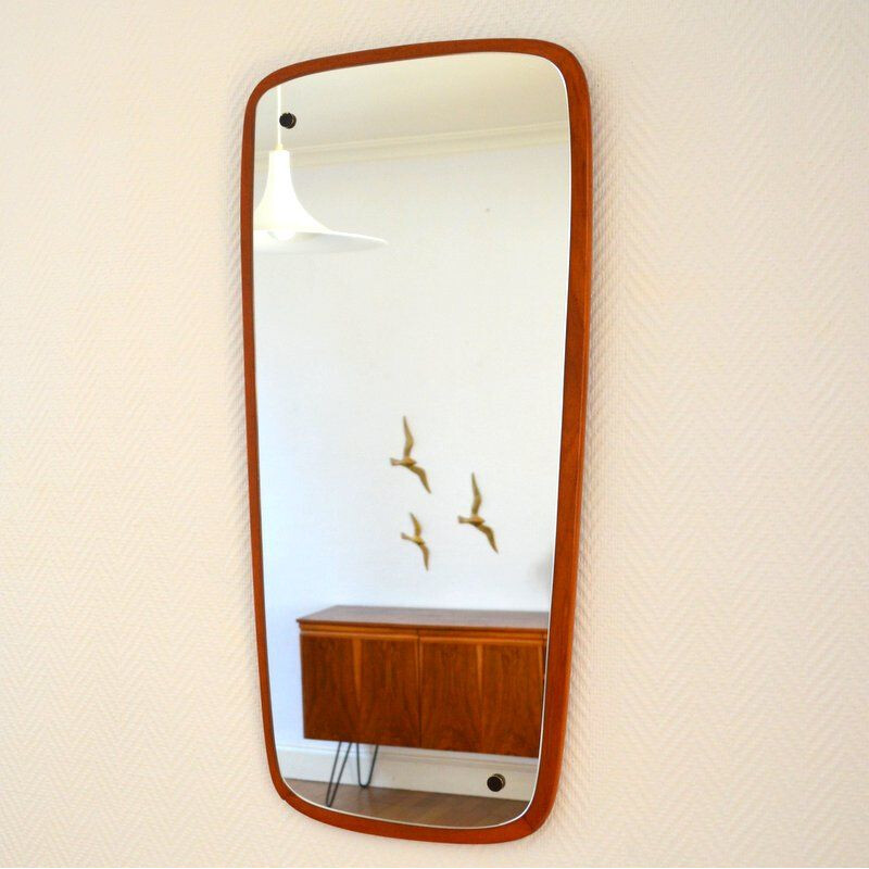 Scandinavian teak vintage mirror 1960's 