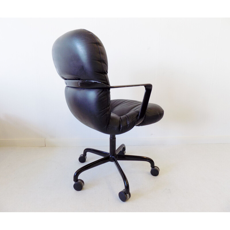 Vintage black leather office chair 2328 by Bruce Hannah & Andrew Morrison for Knoll Int