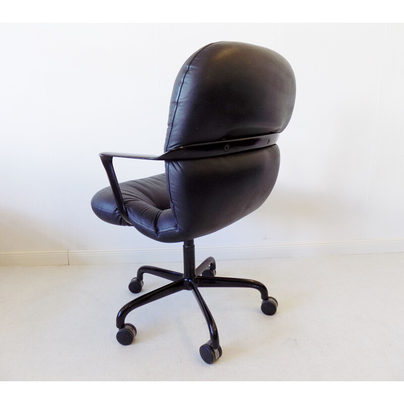 Vintage black leather office chair 2328 by Bruce Hannah & Andrew Morrison for Knoll Int