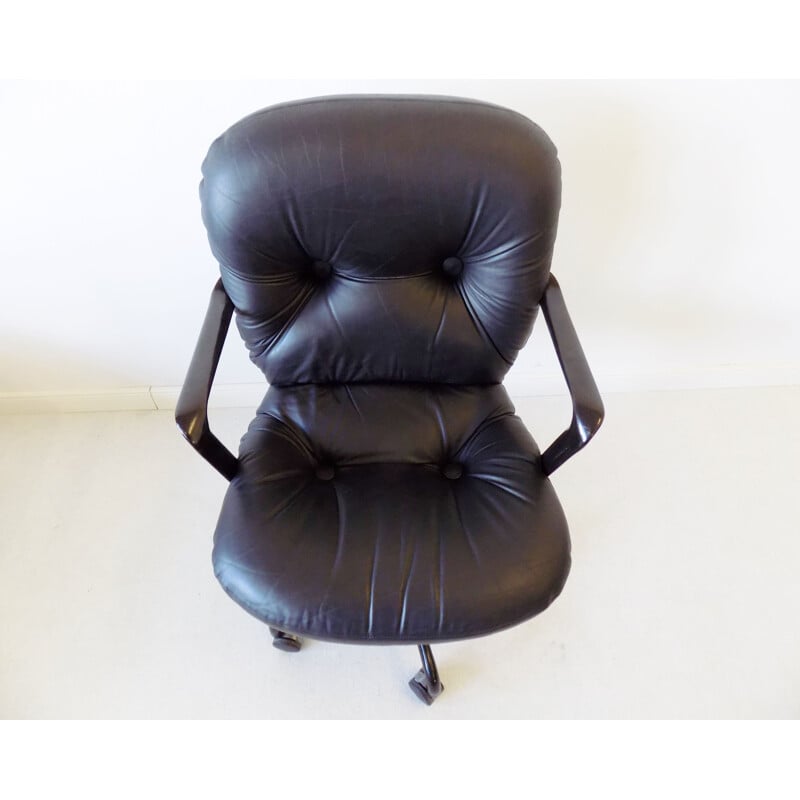 Vintage black leather office chair 2328 by Bruce Hannah & Andrew Morrison for Knoll Int