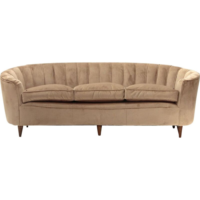 Vintage 3-Sitzer-Sofa, gebogen, Farbe Puderrosa, 1950