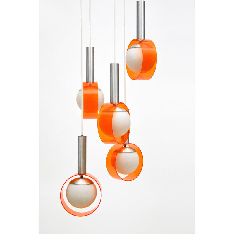 Vintage 5 Light Pendant Chandelier From Stilux Milano, 1960s