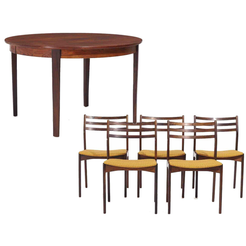 Vintage rosewood dining set by Vestervig Eriksen