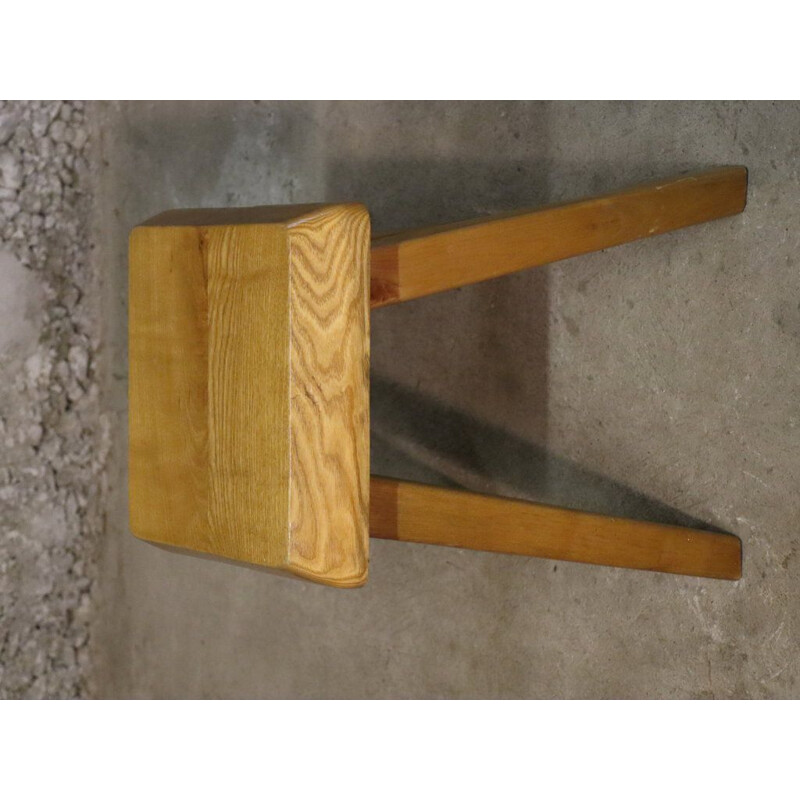 Tabouret vintage en orme massif