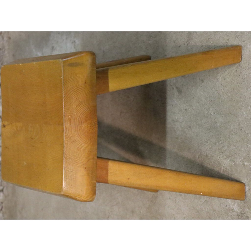 Vintage solid elm stool