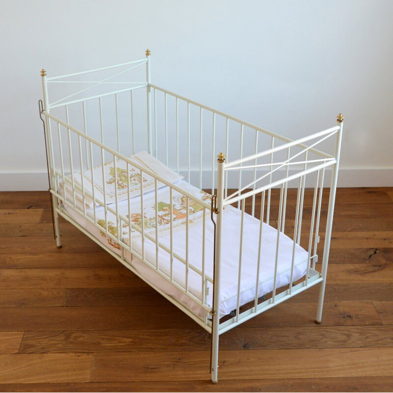 Vintage-Babybett aus Metall, 1970er Jahre