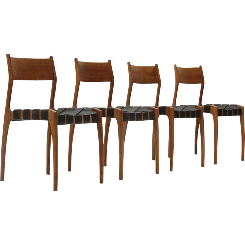 Set of 4 vintage dining chair by Piero Palange and Werther Toffoloni for Montina, 1960s