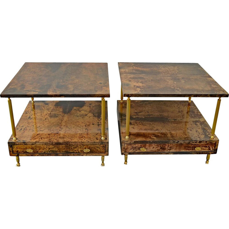 Pair of 2 Nightstands by Aldo Tura, 1960s