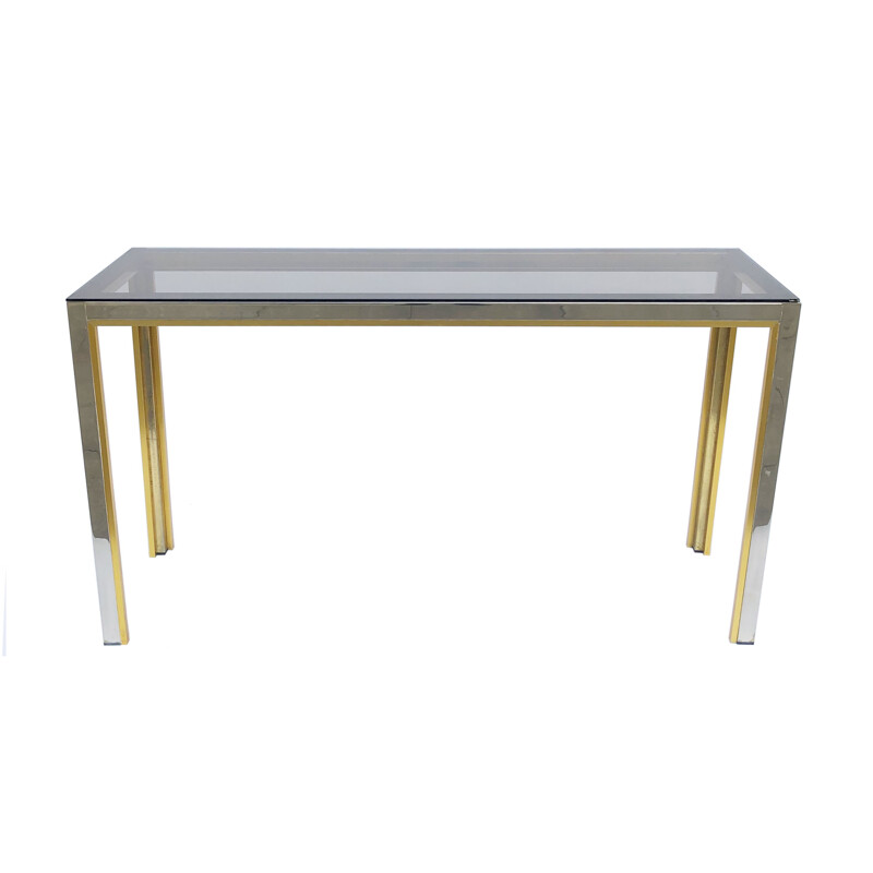 Vintage chrome and brass console by Renato Zevi 