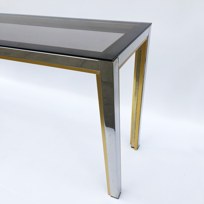 Vintage chrome and brass console by Renato Zevi 