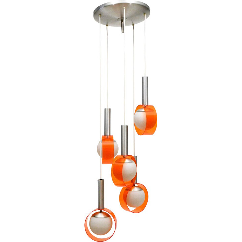 Vintage 5 Light Pendant Chandelier From Stilux Milano, 1960s