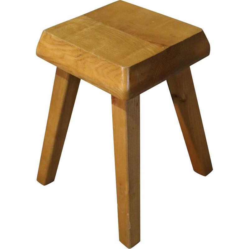 Vintage solid elm stool