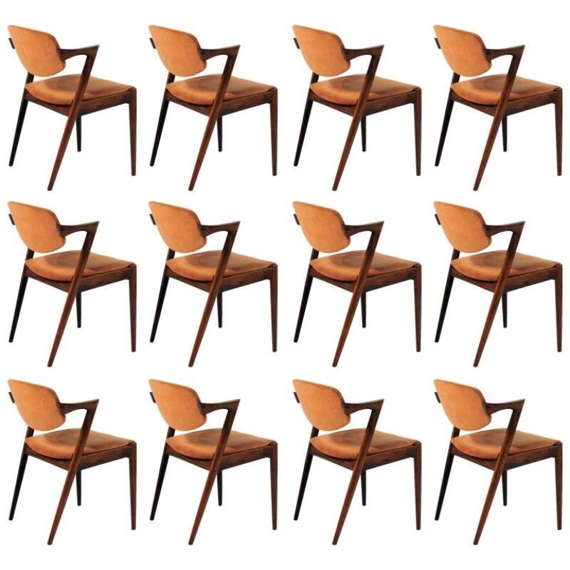 Set of 12 rosewood dining chairs by Kai Kristiansen 