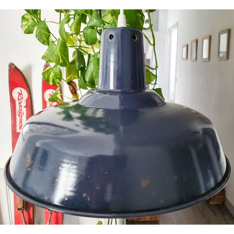 Vintage industrial blue suspension lamp