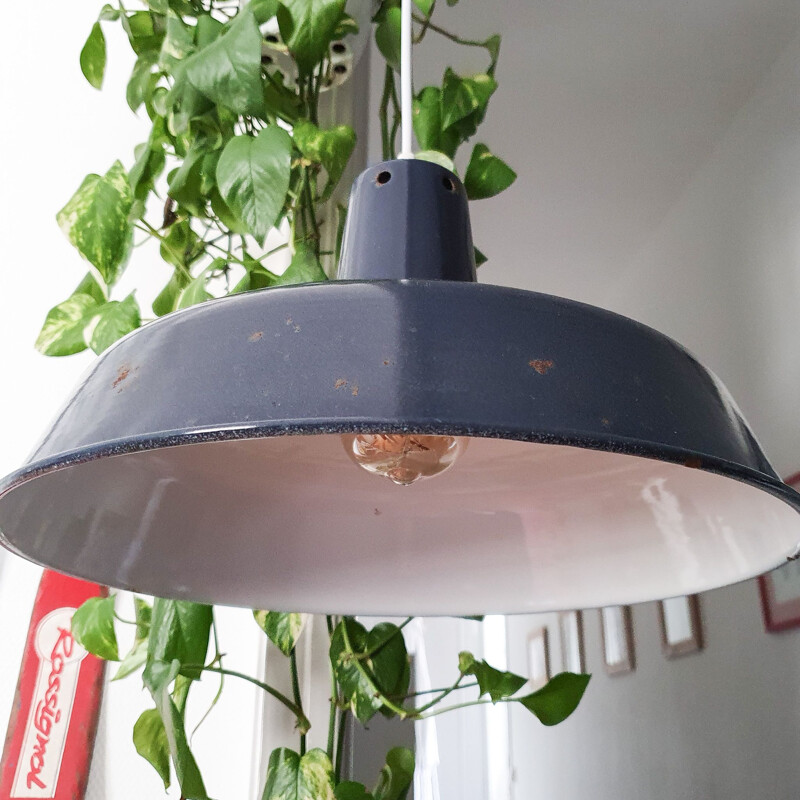 Vintage industrial blue suspension lamp