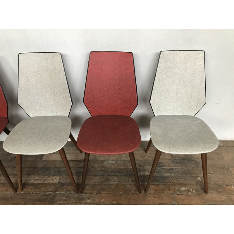 Suite of 4 vintage BAUMANN chairs in leatherette, 1950-1960 