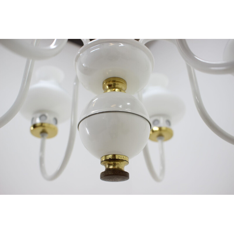 Vintage white chandelier by Lidokov, Czechoslovakia 1960