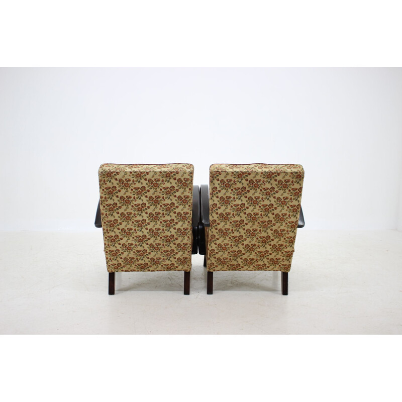 Pair of armchairs in wood and fabric by Jindřich Halabala, 1960s