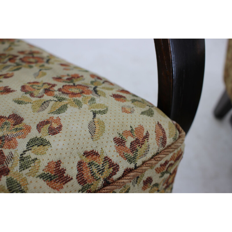 Pair of armchairs in wood and fabric by Jindřich Halabala, 1960s