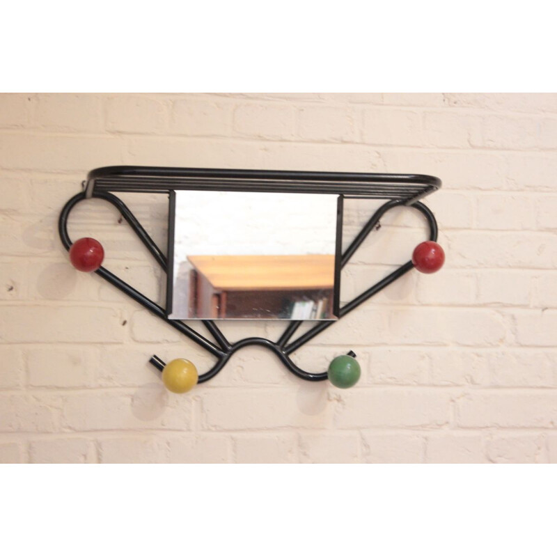 Vintage coat rack in black lacquered steel