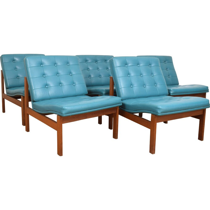 Set van 5 vintage Deense teakhouten fauteuils van Ole Gjerlov-Knudsen en Torben Lind voor France and Søn, 1960