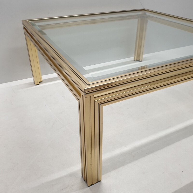 Gold-plated square coffee table by Pierre Vandel, 1970s