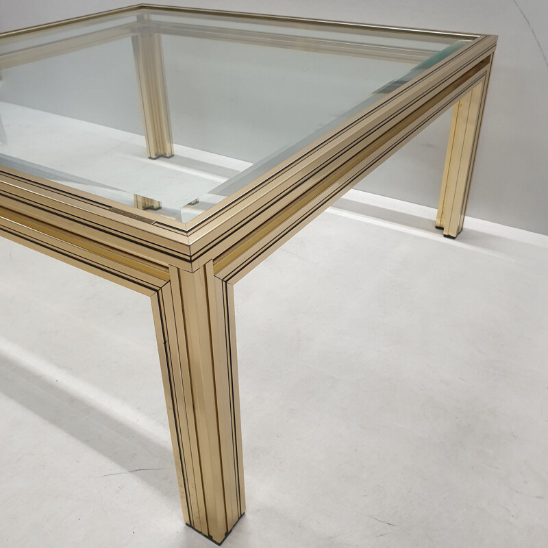 Gold-plated square coffee table by Pierre Vandel, 1970s