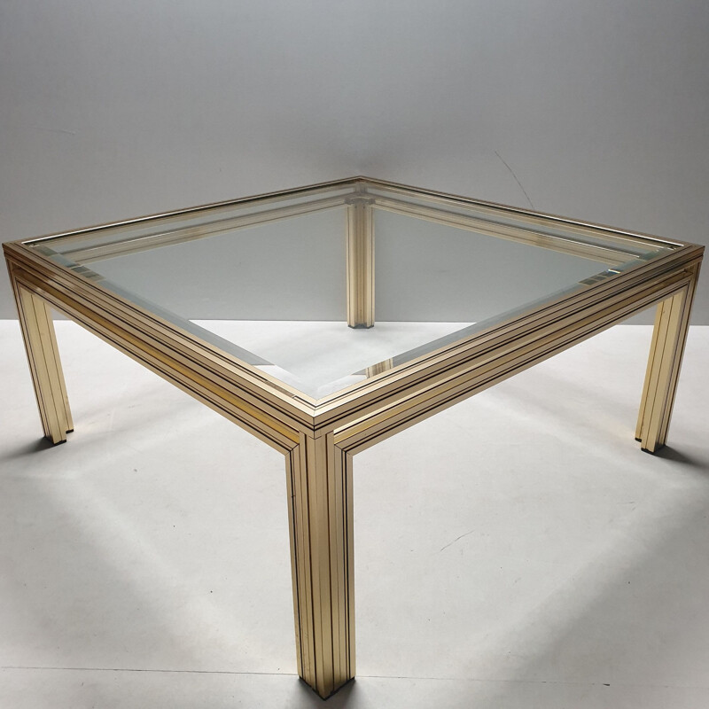 Gold-plated square coffee table by Pierre Vandel, 1970s