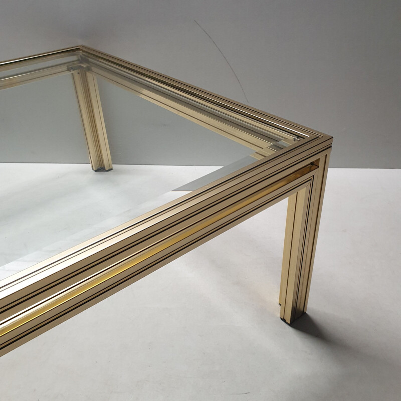 Gold-plated square coffee table by Pierre Vandel, 1970s