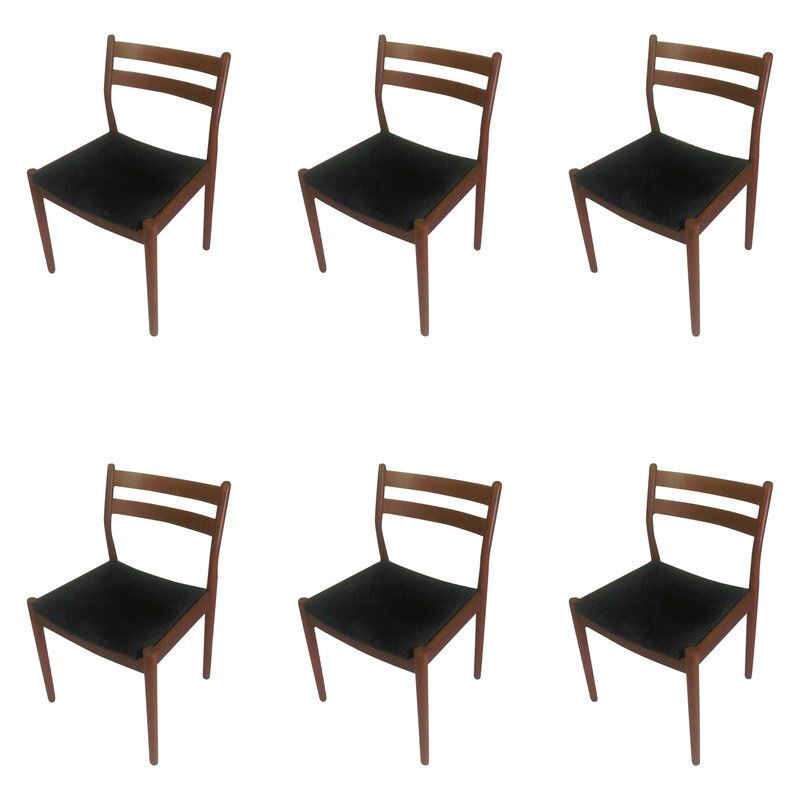 Ensemble de 6 chaises vintage Poul Volther