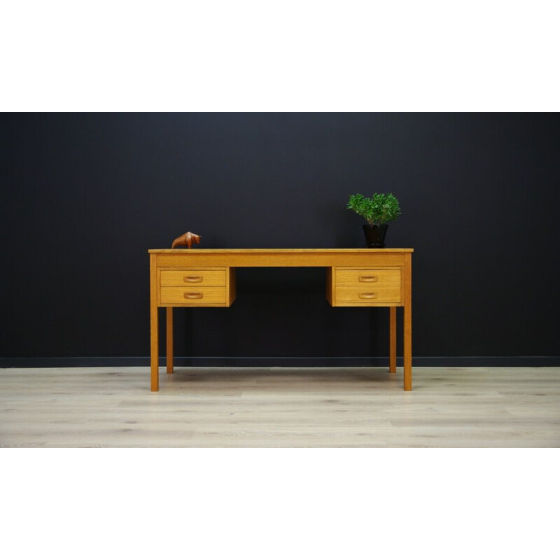 Vintage writing desk in ash - 1960 four drawers