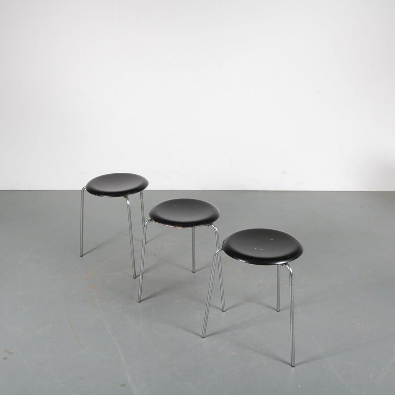 1950s “Dot” stools  designed by Arne Jacobsen, manufactured by Fritz Hansen in Denmark