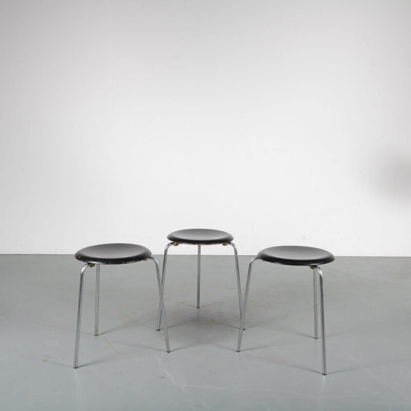 1950s “Dot” stools  designed by Arne Jacobsen, manufactured by Fritz Hansen in Denmark