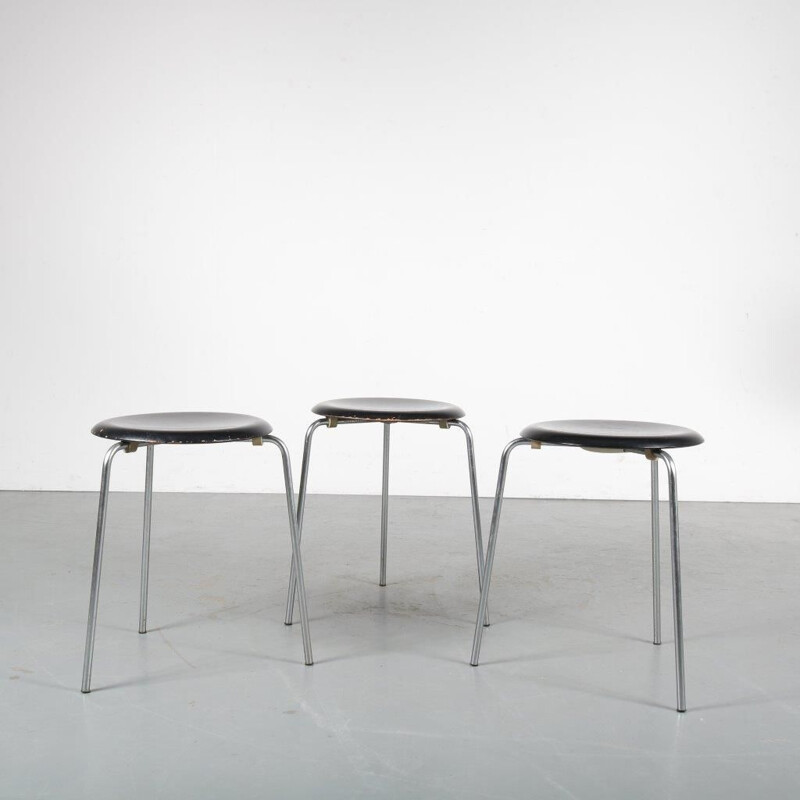 1950s “Dot” stools  designed by Arne Jacobsen, manufactured by Fritz Hansen in Denmark