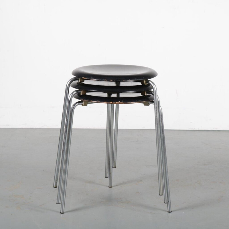 1950s “Dot” stools  designed by Arne Jacobsen, manufactured by Fritz Hansen in Denmark