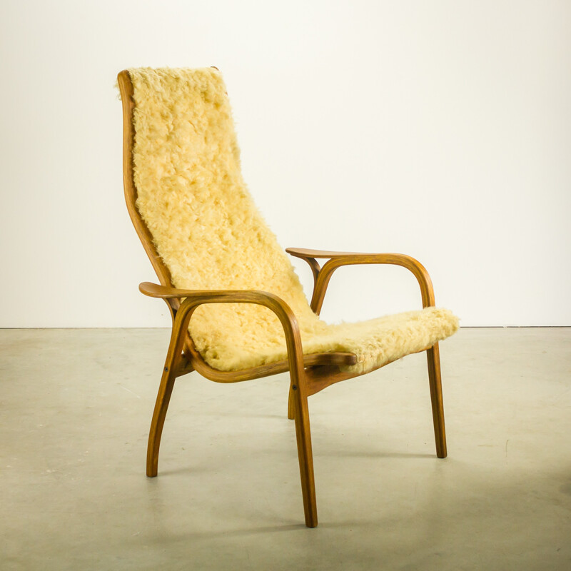 Fauteuil Swedese "Lamino" avec peau de mouton, Yngve EKSTROM - 1950