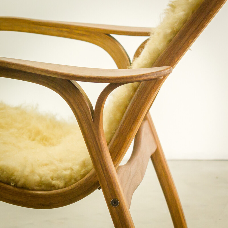 Swedese "Lamino" easy chair with sheepskin, Yngve EKSTROM - 1950s