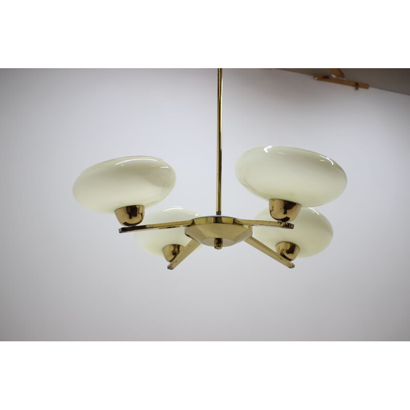 Vintage brass and glass chandelier by Lidokov, 1970s