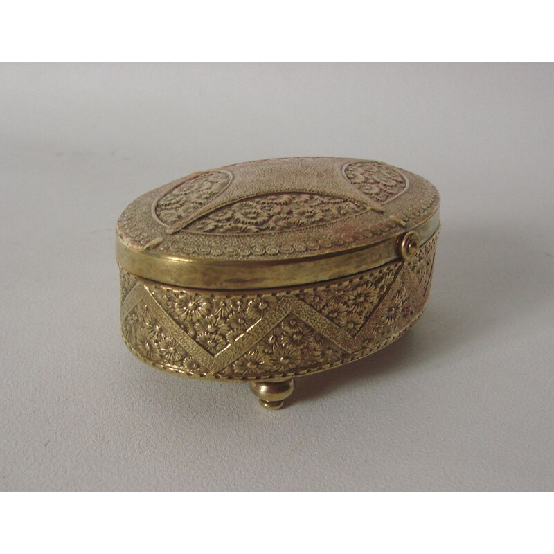 Vintage jewellery box in brass, 1900s