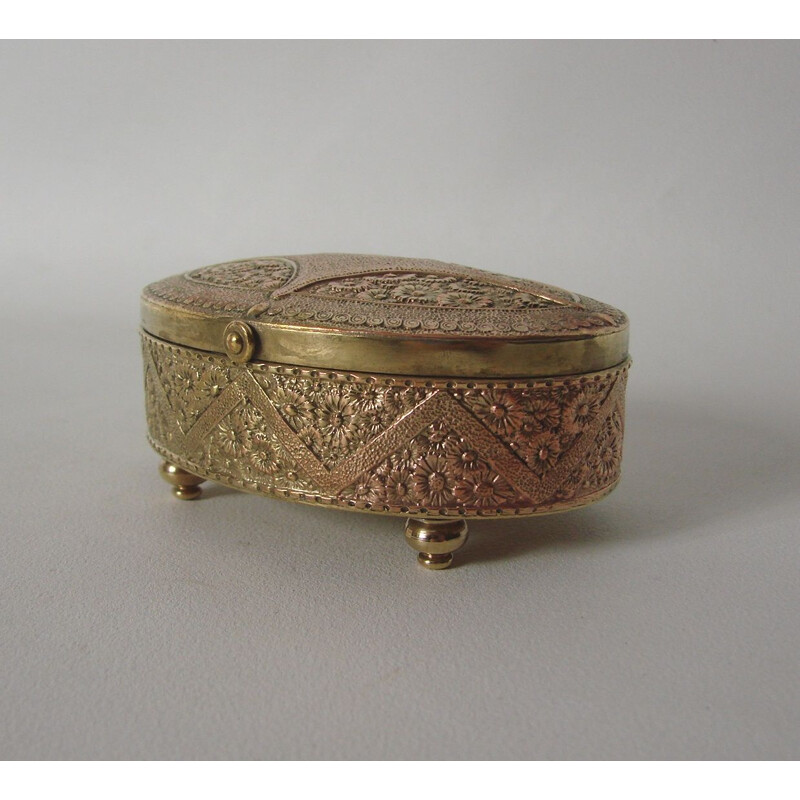 Vintage jewellery box in brass, 1900s