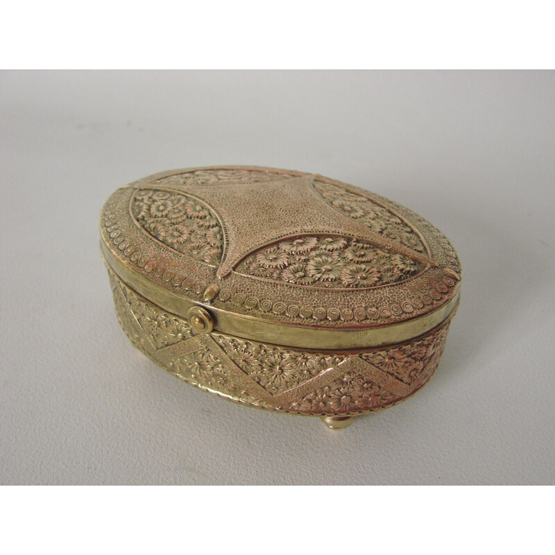 Vintage jewellery box in brass, 1900s